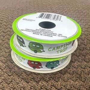 Camping Trip Ribbon with Camper Design lot of 2 scrapbook
